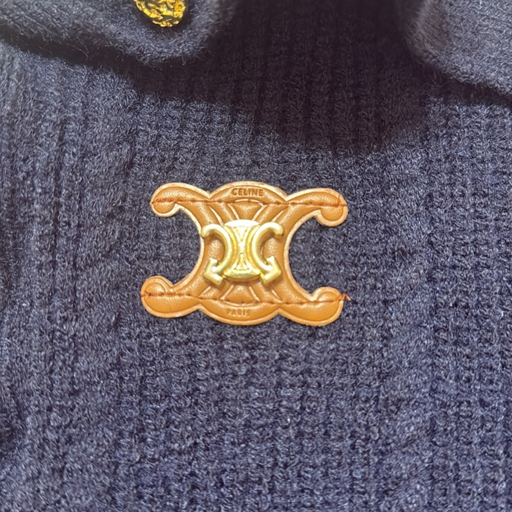 Celine Navy and White Buttoned Sailor Knit Top - Picture 4 of 4